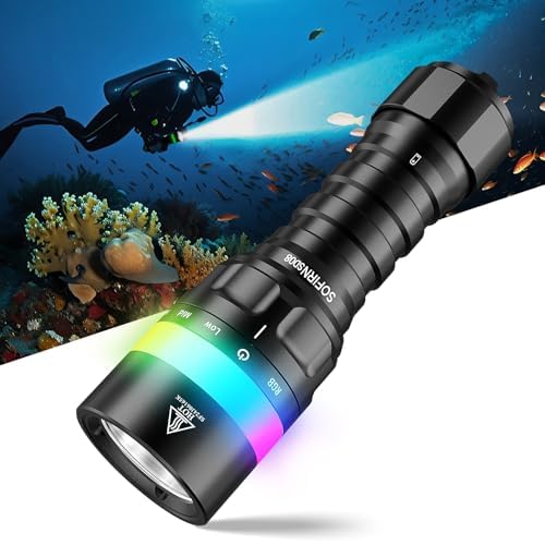 Sofirn SD08   Lámpara de buceo LED recargable, 3200 lúmenes, muy brillante, con anillo de posición LED, 4 modos, IPX8, resistente al agua para buceo nocturno, fotografía subacuática y uso diario
