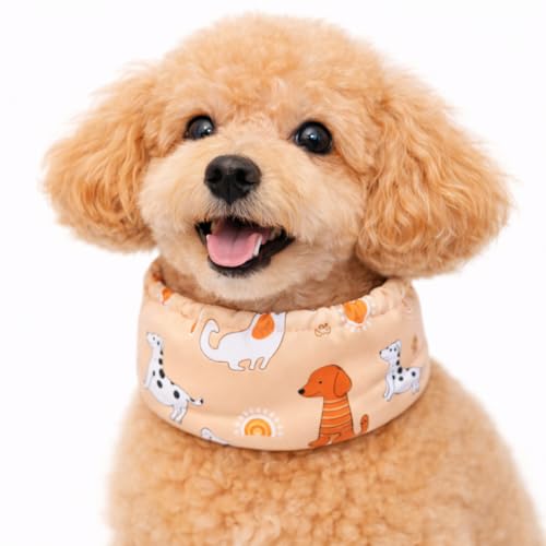 【獣医師監修】犬 クールネック 国産保冷剤付き ネッククーラー｜夏 ひんやり 暑さ対策 熱中症対策｜防水 通気性 冷却 首を冷やす｜クールスヌード 小型犬 中型犬 大型犬｜LaLa-Pets (オレンジいぬ, M)の商品画像（Amazon）
