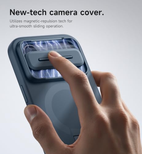 Image of SURITCH for iPhone Air Case with Camera Control Cover, Camera Slide Cover and Adjustable Kickstand, Compatible with MagSafe, Shockproof Bumper Protective Cases for iPhone 17 Air 6.5 Inch, Blue