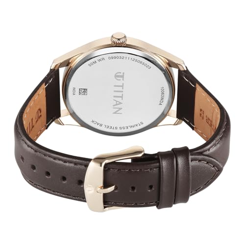 Image of Titan Neo Roman Analog with Anthracite Dial Brown Leather Strap Watch for Men - 10063WL01