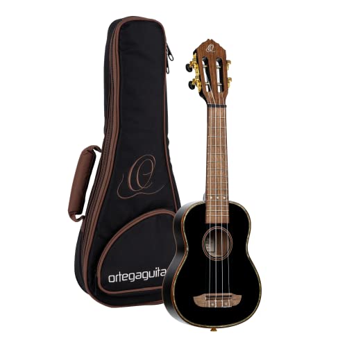 Ortega Guitars Ukulélé Soprano noir – Série Onyx – housse Deluxe incluse – épicéa/acajou (RUOX-SO) - Les Beatles, Paul McCartney, John Lennon, RIngo Starr, George Harrison Ortega Guitars Ukulélé Soprano noir - Série Onyx - housse Deluxe incluse - épicéa/acajou (RUOX-SO)