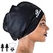 Dsane Extra Large Swimming/Shower Cap for Women and Men,Special Design Swim Cap for Long Thick Curly Hair&Dreadlocks Weaves Braids Afros Silicone Keep Your Hair Dry (Black)