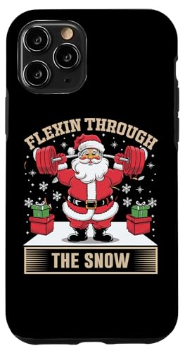 Flexin Through The Snow フェスティブ サンタ リフティング スマホケース iPhone 11 Pro 用