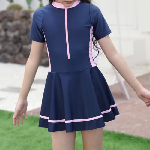 IDOPIP Girls Short Sleeve Swimsuit Summer One Piece Swim Dress with Boyshorts Beach Rash Guard Bathing Suit Swimming Suit2