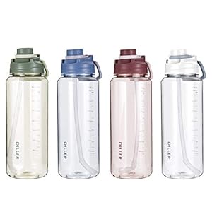 Borraccia 2 Litri 2L Acqua con Paglia litro 2000ml Piccolo Grande per l’acqua, a Prova di perdite, Senza BPA, Leak Proof BPA Free D42