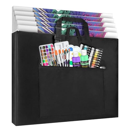 GOTIDEAL Large Art Portfolio Bag Side Widening 24x36 Inches Waterproof Art Portfolio Case with Shoulder&Handle Carry Storage Carrying Bag for Artwork Sketch Drawing Canvas Photography Poster
