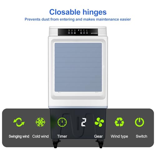 Portable Air Conditioners, Swamp Cooler with 50 L/13.2 Gal Water Tank, Evaporative Air Cooler, Remote Control, 3-Speed Fan, 120° Oscillation - Image 5