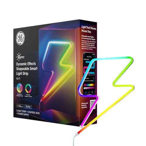 Image of Cync GE Dynamic Effects Smart LED Shapeable Light, Color Changing Light Strip, 2.4GHz Wi-Fi Enabled, Compatible with Alexa and Google Home, 10ft + Power Supply