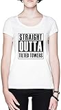 Qualité supérieure Straight Outta Tilted Towers Blanca Mujer Camiseta Tamaño XXL White Women\'s tee Size XXL