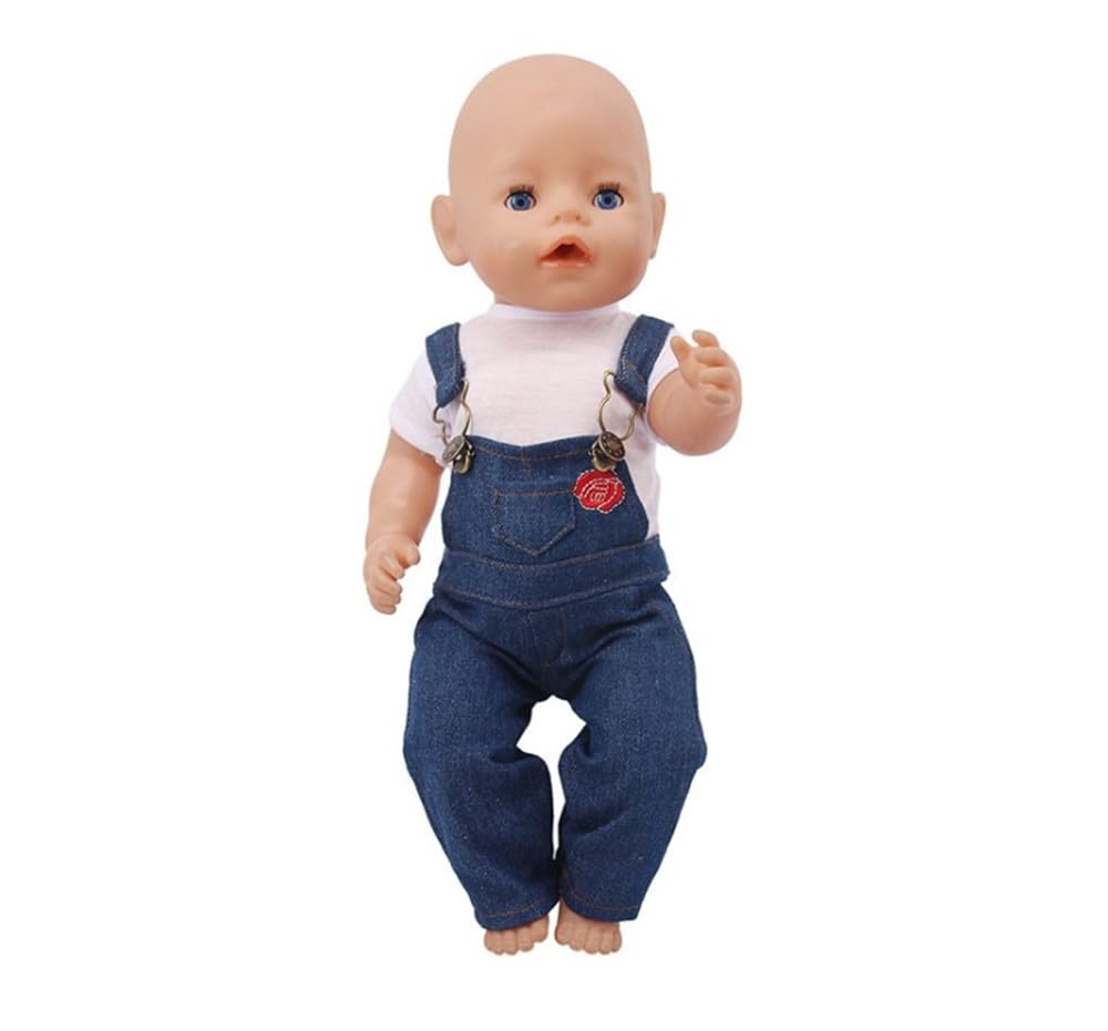 NIXNUT Doll Clothes Outfit Jeans Overalls T-Shirt for American Girl Doll 18-inch - Image 2