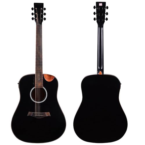 Image of Kadence SH04 Slowhand 41 inch Electro-Acoustic Guitar | Dreadnought Demi Cutaway | Black Spruce Wood | Built-in Pickup + 2 Band EQ | Comes with Bag | Includes Learning Course | Black