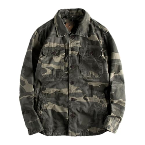 Chaqueta de camuflaje para hombre ideal para rutas de otoño sobrecamisa de algodón lavado EN8