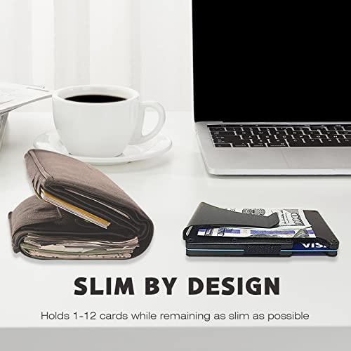 BXH Minimalist Slim Wallet for Men,Metal Money Clip Wallet, RFID Blocking Aluminum Slim Cash Credit Card Holder, Smart Clip Aluminum Metal Rigid Wallet2
