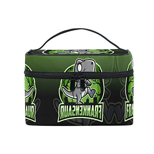 Preisvergleich Produktbild Grüne Cartoon Dinosaurier Makeup Tasche Organizer Kosmetikkoffer Kosmetiktasche Kulturbeutel Groß Bag für Mädchen Frauen Damen