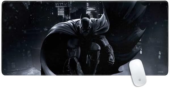 Skinit Extra Large Gaming Mouse Pad - Officially Licensed Batman Smoke Design with Stitched Edges, Waterproof, Non-Slip Rubber Base, Desk Mat for Keyboard & Mouse, 35.75" x 15.4" inches