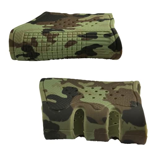 Camo Rubber Pistol Grip Sleeves For Glock 17-48 Standard/Compact Gun Models - Tactical Grips For Glock 43X Accessories & Glock 19 Accessories - 3 Item Glock Grip Sleeve/Handgun Grips Bundle #TOP5