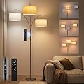SIBRILLE 36W LED Tree Floor Lamp & 36W LED Arc Floor Lamp Black-Beige Linen Lampshade