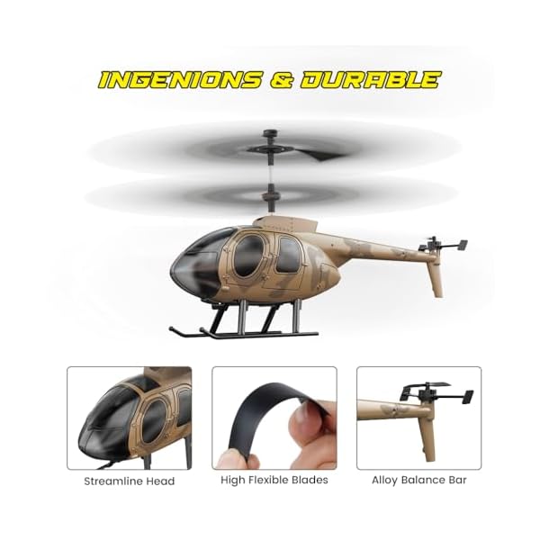 VATOS 2.4G Ferngesteuerter Hubschrauber: Camouflage MilitÃ¤r RC Flugzeuge mit Gyro | 3 KanÃ¤le positioniert HÃ¶he Indoor RC Helicopter Spielzeug Geschenke fÃ¼r Jungen Jugendliche Erwachsene – Bild 5