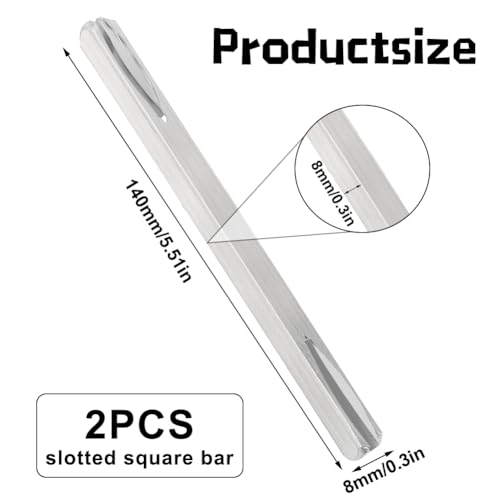 140mm Türgriff Spindelstange, 2 Stück Vierkantstift, Türbeschlag Vierkant Stift, Verzinkter Stahl Ersatz Vierkantstift, Befestigungsstift Türgriff Stahl Spindelstange Massivstahl, 8mm x 140mm
