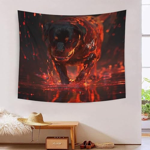 Tapisserie Rottweiler Effet 3D Tissu Mural Géant 180cmx230cm