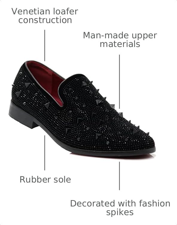 Image of SPK24 Men Vintage Spikes Sparkle Formal Tuxedo Stage Fashion Slip On Loafer Dress Shoes