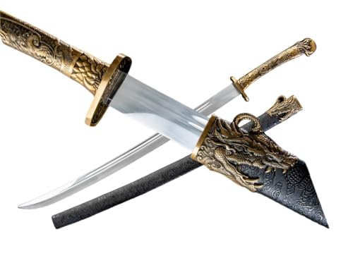 LOONGSWORD 39.37" Chinese Qingdao Sword – Handcrafted High Manganese Steel Blade, PU Leather Scabbard, Alloy Fittings – Traditional Single-Edge Martial Arts Sword