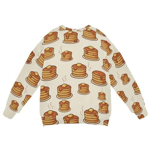 JUNZAN Cartoon Pancake Butter Syrup Beige Big Girls Pullover Hoodie Fleece Hoodie for Boys Party 4T2