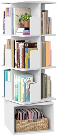 VASAGLE Custos Collection LBC471WB01 – 4 Tier Rotating Bookcase, ...