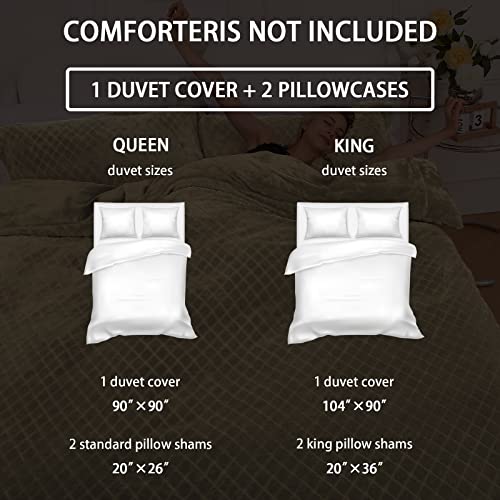 Greenoak Velvet Duvet Cover Queen Size,Sage Green Ultra Soft Breathable Flannel Winter Duvet Comforter Cover Set ( 90" X 90"), Fuzzy Duvet Cover Bedding Sets & Collections With 2 Pillow Shams #TOP5