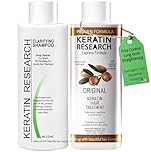 Keratin Research Brazilian Keratin Hair Treatment Straightening Long Lasting Organic Natural Results Complex Blowout containing Argan Oil Collagen Filler Proteins Keratina Brasilera (120ml x2 set)
