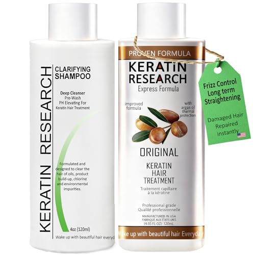 Keratin-Haarsystem, brasilianische Keratin-Haar-Heißluft-Behandlung, professionelle Resultate für glattes und geschmeidiges Haar (Shampoo 120 ml + Kur 120 ml) Formaldehydfrei
