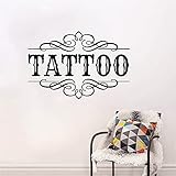Vinyl Tattoo Wall Decal Studio Salon Decoration Logo Sticker Tattoo Shop Window Stickers Art Removable Wall Mural Poster TM-35 (Black)