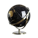WUYANJUN Globe terrestre métallique, Or Noir avec Base en Laiton Poli doré, décoration de Table ou de Bureau de Style Vintage, pour l'école, la Maison et Le Bureau.