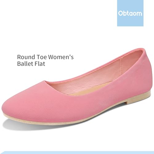 Image of Obtaom Round Toe Women Flat Shoes Slip on Girls Dress Black Ballet Flats
