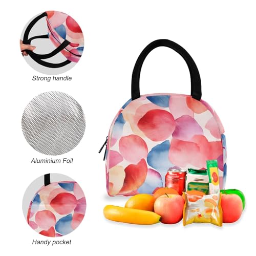 Backpack Lunch Box Set Large Capacity Travel Backpacks and Insulated Lunch Bag for Commute Hiking Picnic Watercolor Floral Red Print4