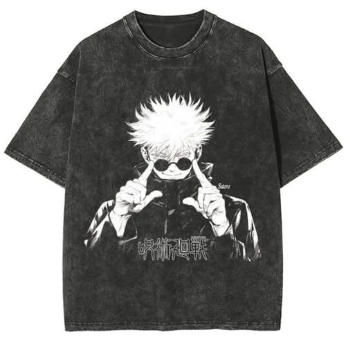 Tongyundacheng Camiseta de anime JJK Gojo Satoru/Geto Suguru/Fushigura Megumi, camiseta de cosplay de manga corta con estampado de anime, tops casuales de verano para hombres y mujeres, Tipo 6, L