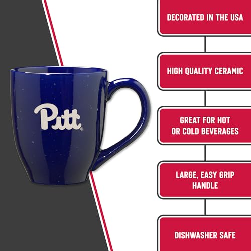 Image of Rico Industries NCAA Pitt Panthers Royal Blue Personalized 16 oz Team Color Laser Engraved Speckled Ceramic Coffee Mug
