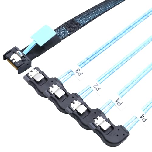 Cable Slimline Mini SAS MCIO con conectores SATA en ángulo recto de 0.8m 4