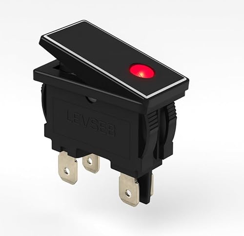 LEVSEB Interruptor basculante 16 A 250 V, LED rojo, 2NO de 4 pines, superficie de aluminio, interruptor duradero para paneles de control, iluminación LED y proyectos electrónicos, electrodomésticos