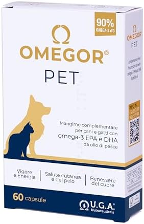 Omega 3 Dogs and Cats OMEGOR Pet - Omega3 EPA and DHA from Pure Fish Oil - 60 IFOS Certified Omega-3 Capsules for the Health of Your Pet's Coat and Joints