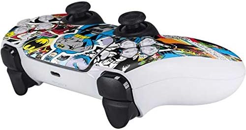 Skinit Decal Gaming Skin Compatible with PS5 Controller - Officially Licensed DC Comics Batman Vintage Pose Collage Art Design