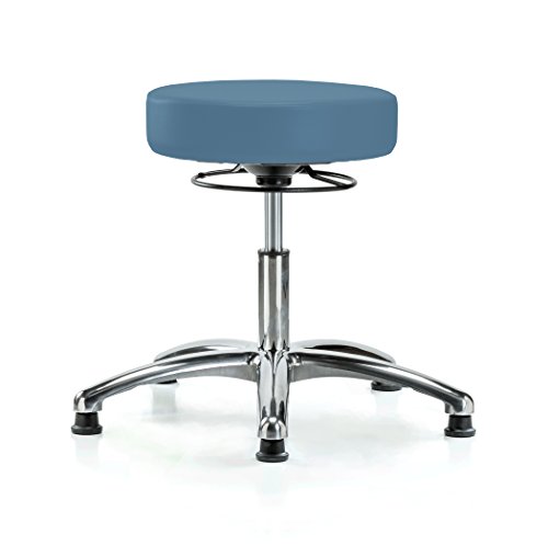 Image of Perch Chrome Medical Stool, 360 Ring, Glides, 18 inch-23 inch, Colonial Blue Vinyl