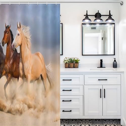 Rideau de douche cheval en polyester imperméable 140x183cm pour salle de bain - 5