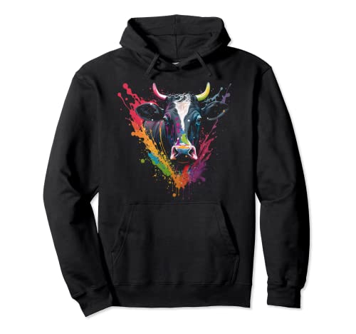 Cow Splash Art Cattle Retro Cattle Farmer Cowshed Cattle Sudadera con Capucha