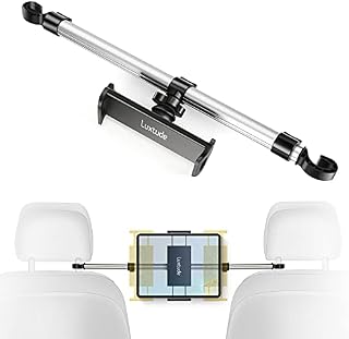 Luxtude Aluminum Car Tablet Holder, Car IPad Holder Back Seat for Kids, Anti-Shake Car Tablet Holder Between Headrest Seats for iPad Mini, Air, Pro 12.9, Switch, More 4-13in Tablets & Phones