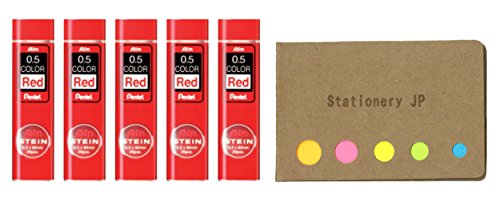Pentel Ain Mechanical Pencil Leads 0.5mm Red, 5 Pack/total 200 Leads, Sticky Notes Value Set