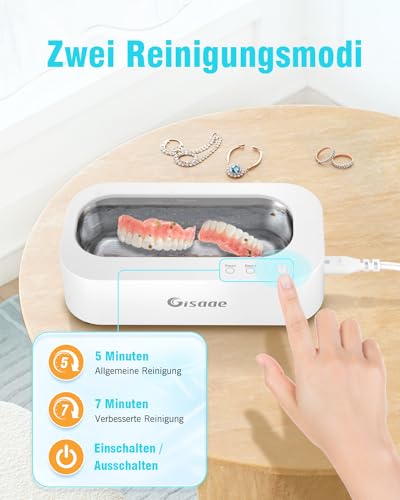 Gisaae Ultraschallreinigungsgerät 48000Hz Brillenreinigungsgerät Mit 2 Modi Tragbar...