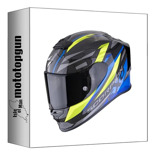 Casque intégral Scorpion EXO-R1 Evo Carbon Air Runner Noir Bleu Jaune M