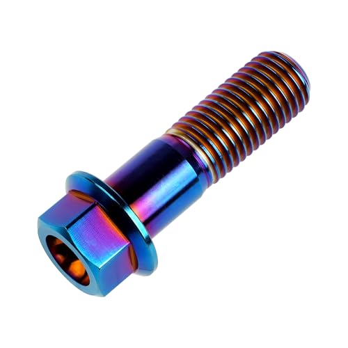 Image of Titanium Bolt Hex Small Flange Head M12x40mm Pitch 1.5, Burnt Blue | 30 35 40 45 50 55 60 65 70 75 80 85 90mm 1.25 /1.5mm Pitch Screws for Motorcycle Car Modification Pack of 4