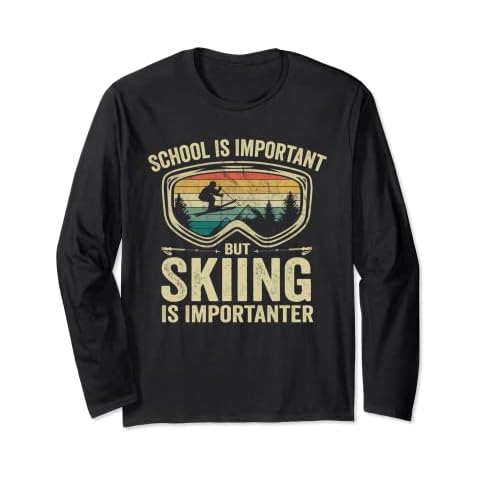 School Is Important But Skiing Is Importanter vintage ski Long Sleeve T-Shirt Cover